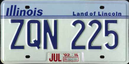 Illinois License Plate 1990's - 2000's License Plate -- Land of Lincoln